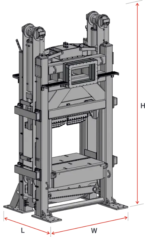 Large stone blocks splitter (guillotine) model - main dimensions